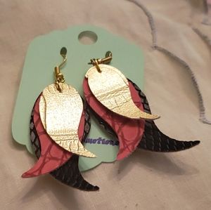 Faux Leather Tri stacked and Colored Earrings
